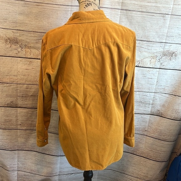 Elliott Lauren Corduroy Shirt Snap Front Closure Relaxed Fit Size XS Gold - Picture 5 of 9